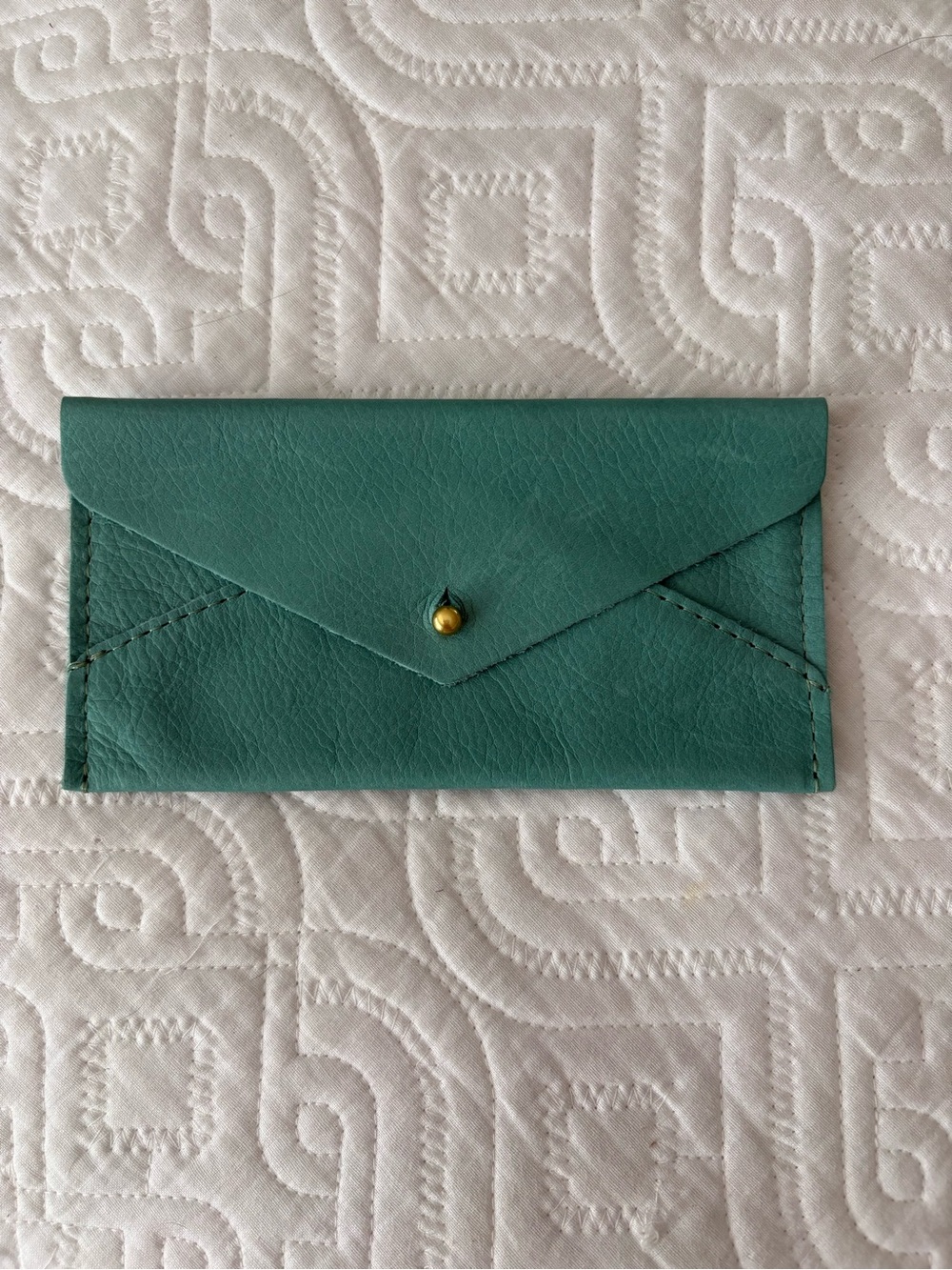 Teal Leather Envelope Wallet